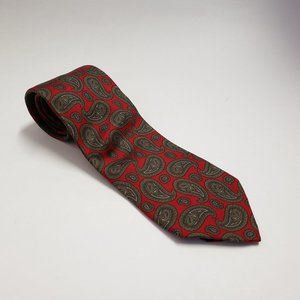 Men's Red Paisley Silk Tie Preswick & Moore 59" Necktie Made in USA
